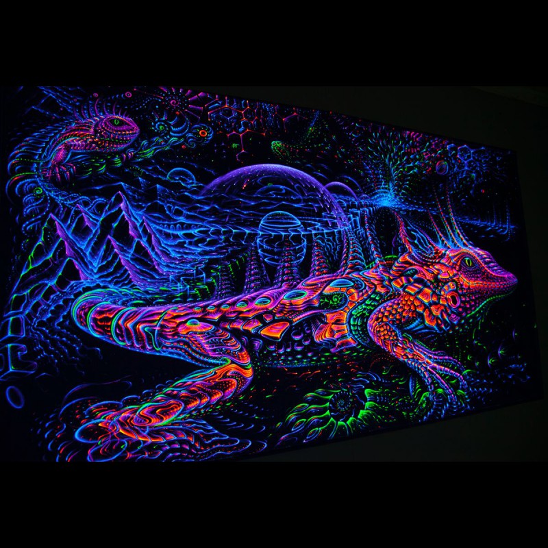 UV Active Trippy Psychedelic Tapestry "Space Travelers"