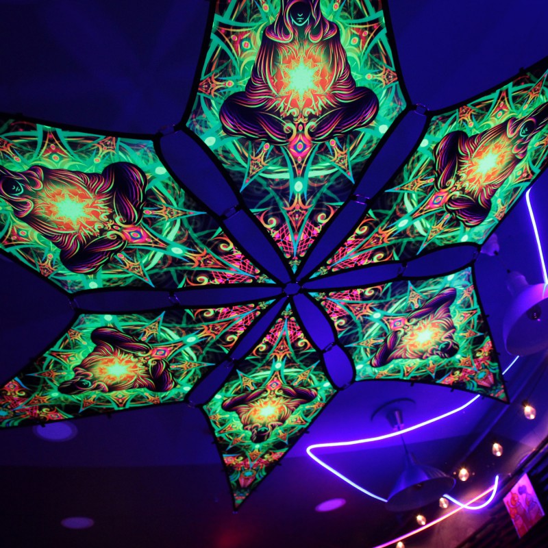 Details about   UV Canopy Triangles Fluorescent Psychedelic Trance Ceiling Party Festival Deco 
