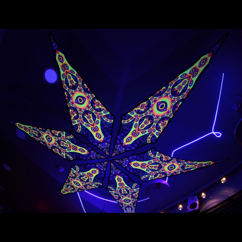 Psychedelic UV-active festival event decor “Big Star” 