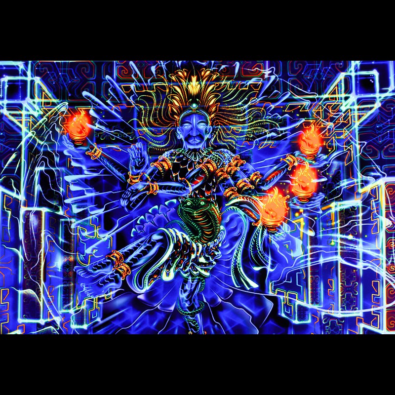 Visionary Psychedelic Tapestry, Spiritual Painting «Shiva Dance» 
