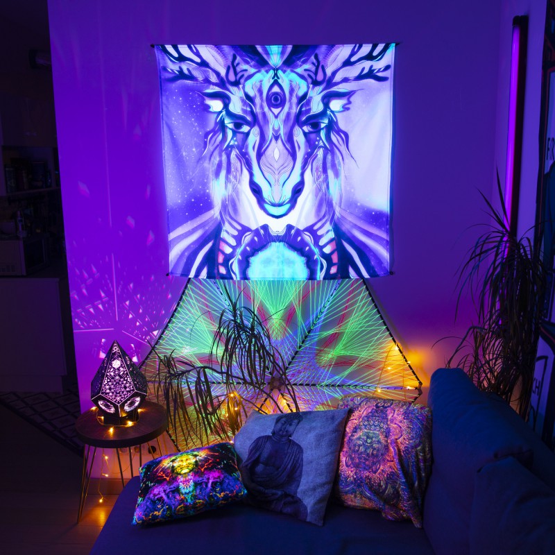 Trippy Psychedelic Visionary UV Room Deco «Spirit of the forest»