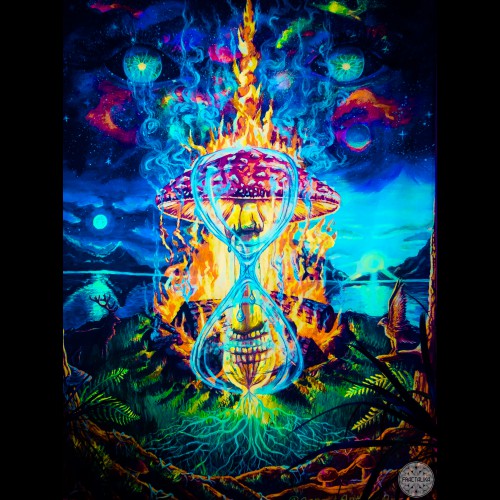 Zicvibes Trippy UV Psychedelic Fractal Mandala Tapestry