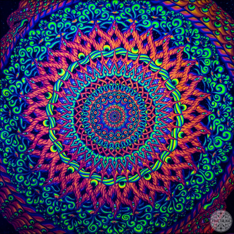 Sacred UV Mandala Tapestry «Map of Cosmology»