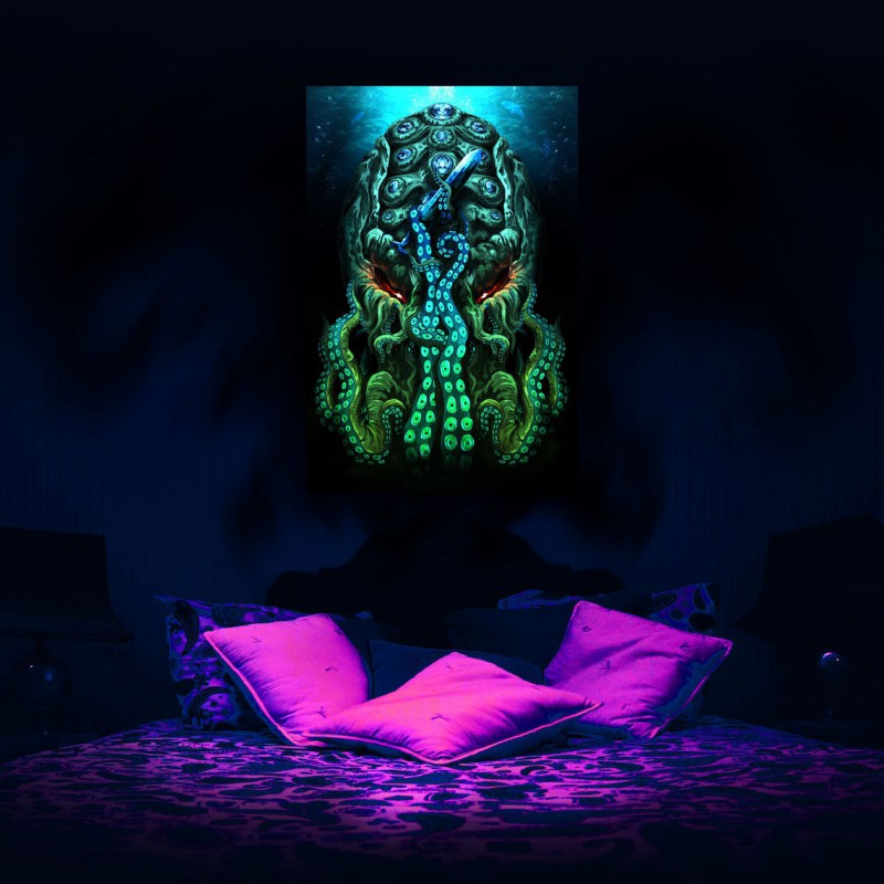 Fluorescent fractal art-decor "Cthulhu - The Old One" (H.P. Lovecra...