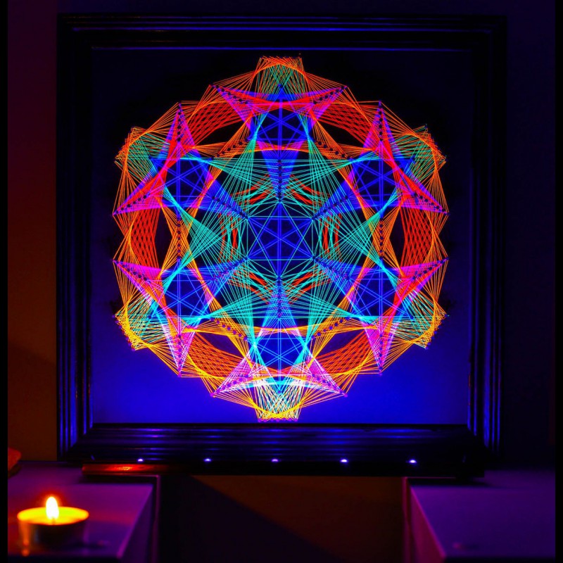 Fluorescent String Art Mandala "Fractal Infinity"