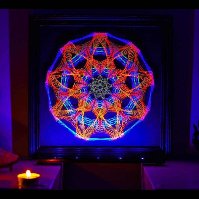 Psychedelic UV Wall Art "Anahata Mandala"