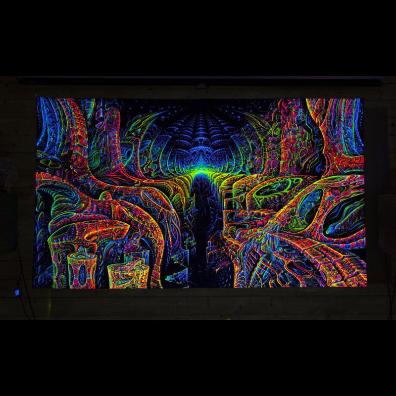 Hippie blacklight glow wall décor "Inner Temple"