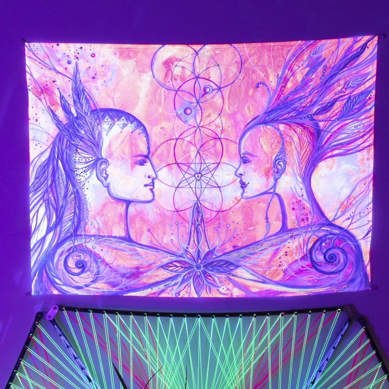Trippy Blacklight Tapestry «Balance between masculine and feminine»
