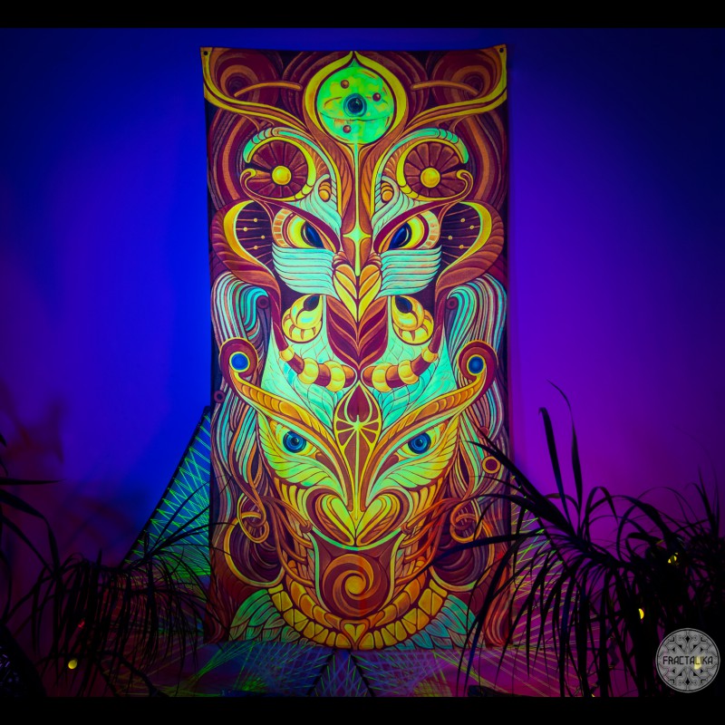 Surreal Blacklight Active Wall Art «Forest Totem»