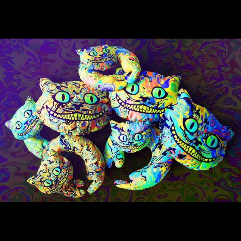 Psychedelic Cushion Trippy Pillow "Cheshir Cat"