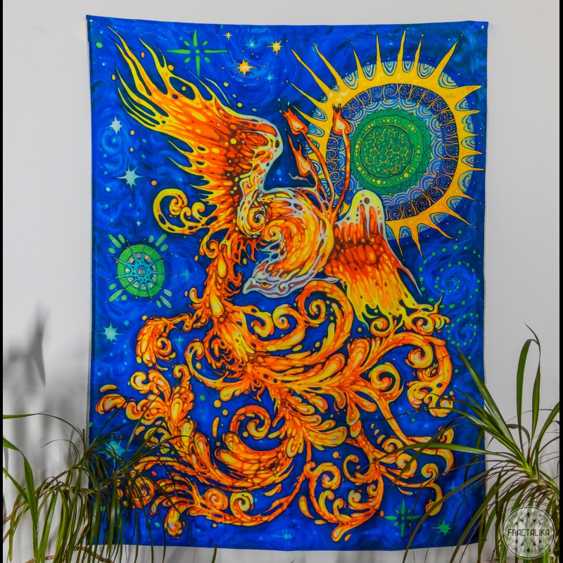 Psychedelic UV Backdrop «Sacred bird»