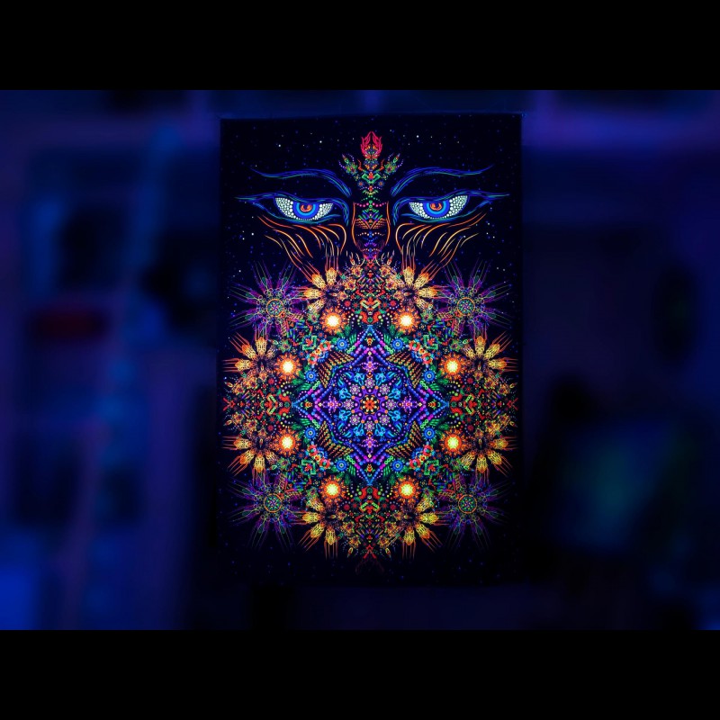 Esoteric meditative fluorescent backdrop «Observer»