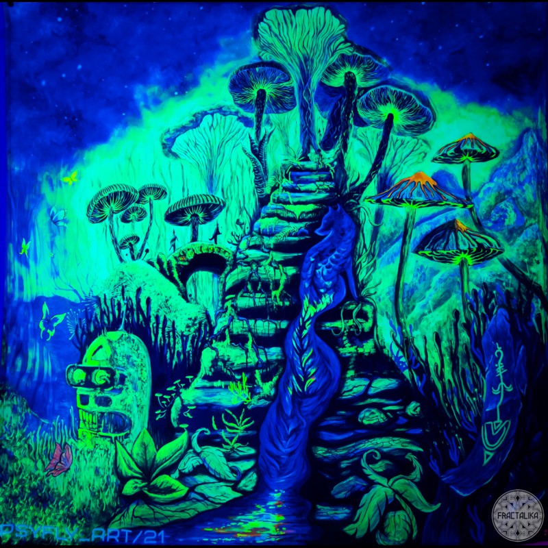Psychedelic Mushroom Tapestry «Fairy Mushrooms»
