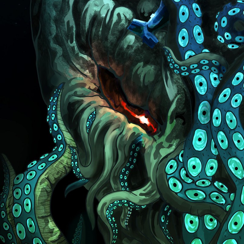 Fluorescent fractal art-decor "Cthulhu - The Old One" (H.P. Lovecra...