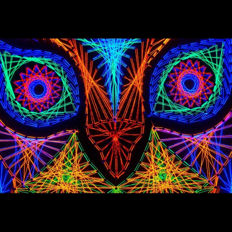 Psychedelic Wall Neon String Art  "Forest Guardian"