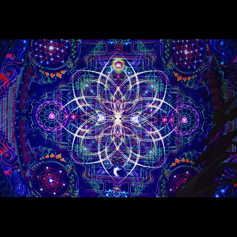 Luminous curtain with mandala «Divine portal»