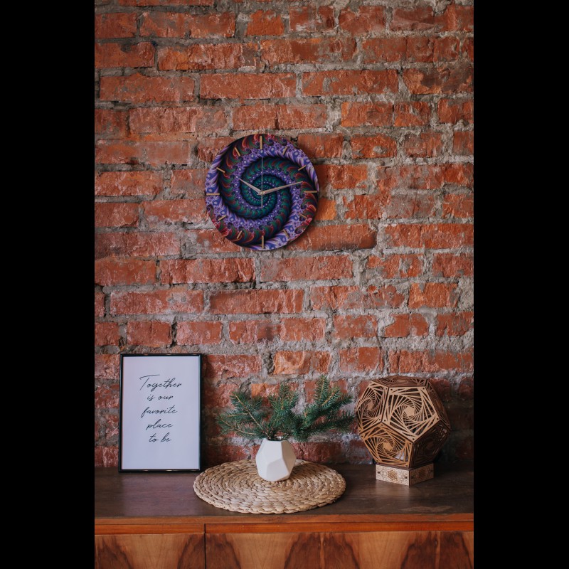 Mandala Wall Clock “Spiral Fractal”