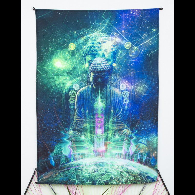 Trippy Fractal Doom Décor Tapestry «Cosmic Buddha»