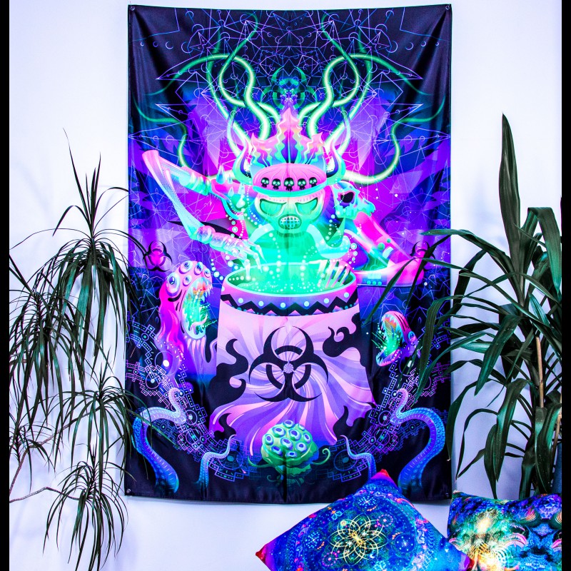 Trippy fluorescent UV-active decorations  "Shaman of The Apocalypse"
