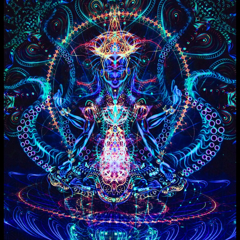 Meditation Psychedelic Home UV Active Blanket «Sri Vishnu»