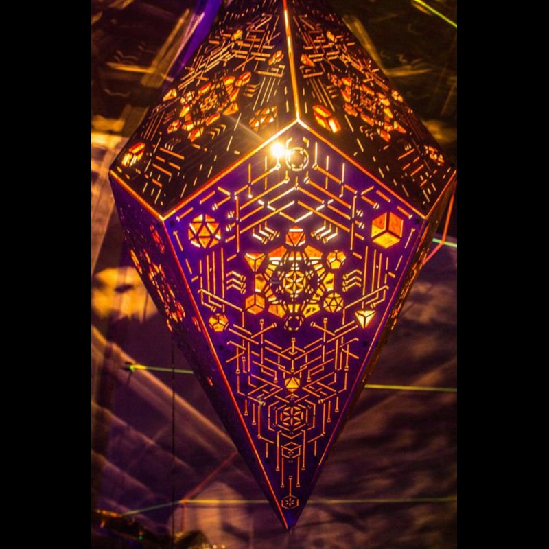 Wooden Lamp "Metatron flying Cristal" sacred geometry light decor 