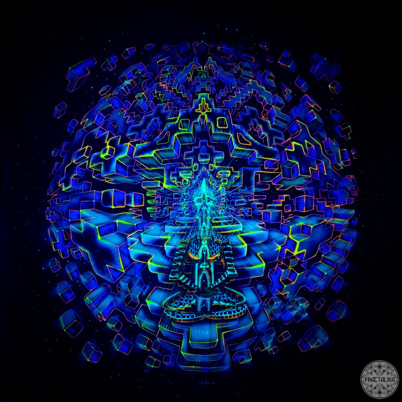 Psychedelic UV Active Mandala Tapestry «Omni Vision»