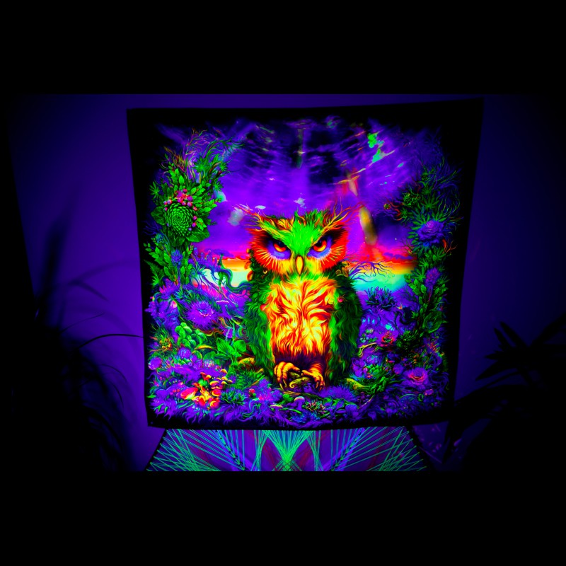 Fluorescent psychedelic decor "Owl look"