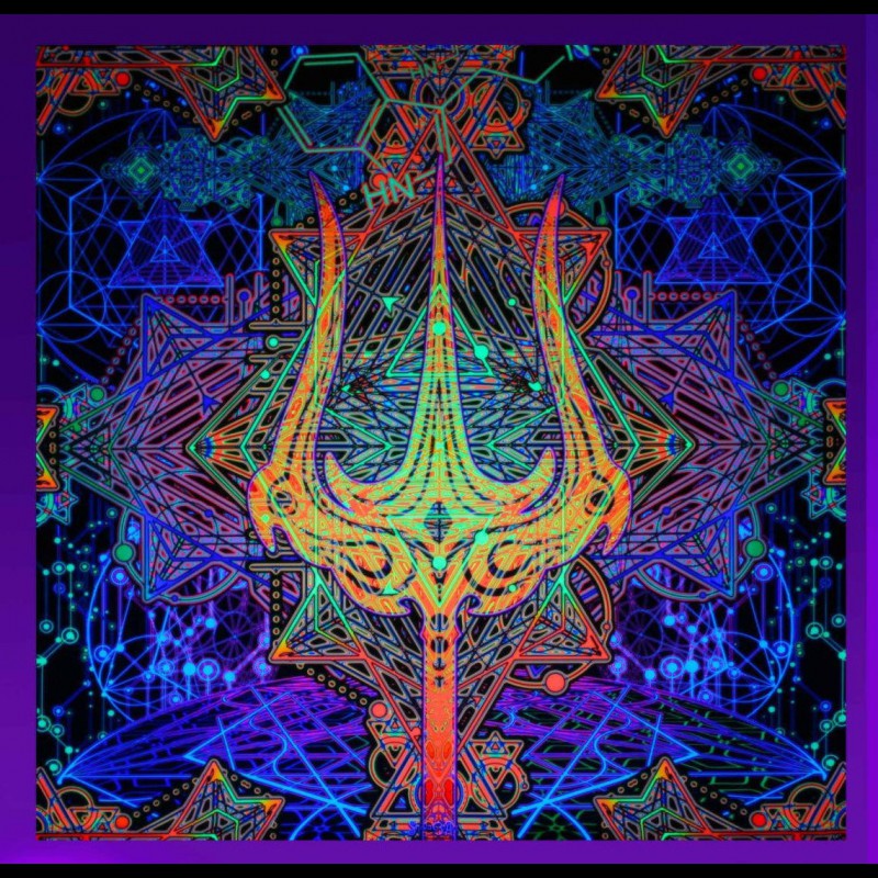 Astral Psychedelic Tapestry Trippy Wall Art "Trishula Power"