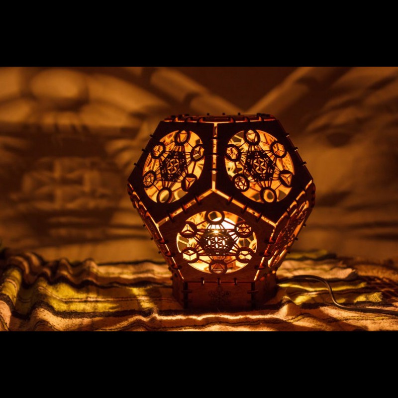 Bohemian psychedelic LED lamp "Metatron Cube" night light 