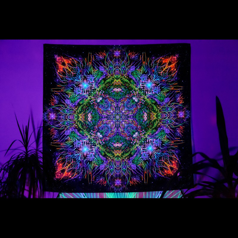 Fractal UV-active art-decor "Cosmic Mandala"