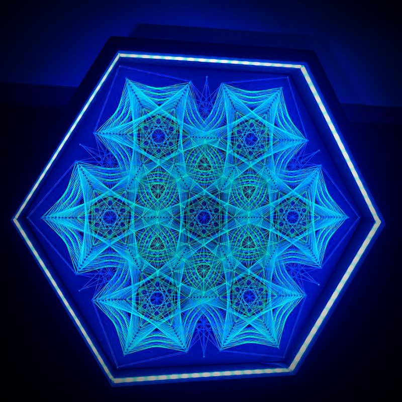 Fluorescent Wall Art «Hexarmony Blue»