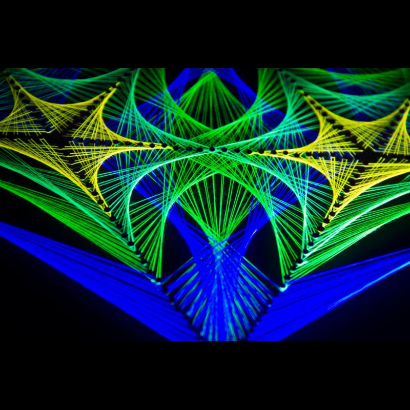 Blacklight Mandala Glowing String Art "Cosmic Flower"
