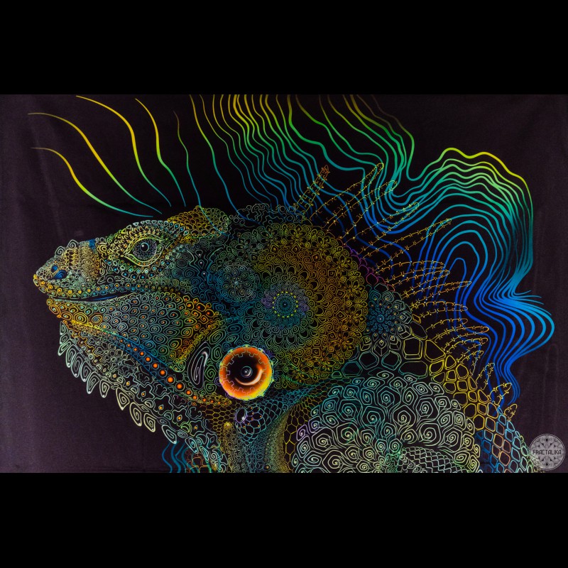 Visionary Art UV Active Tapestry «Iguana»