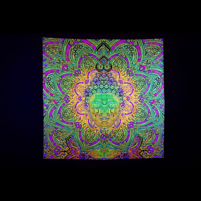 BLACKLIGHT TAPESTRY psychedelic trippy bedroom uv backdrop bohemian sacred art