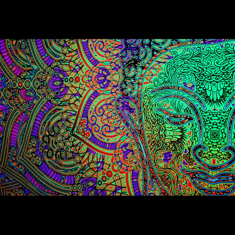 Esoteric trippy psychedelic painting «Fractal Buddha»