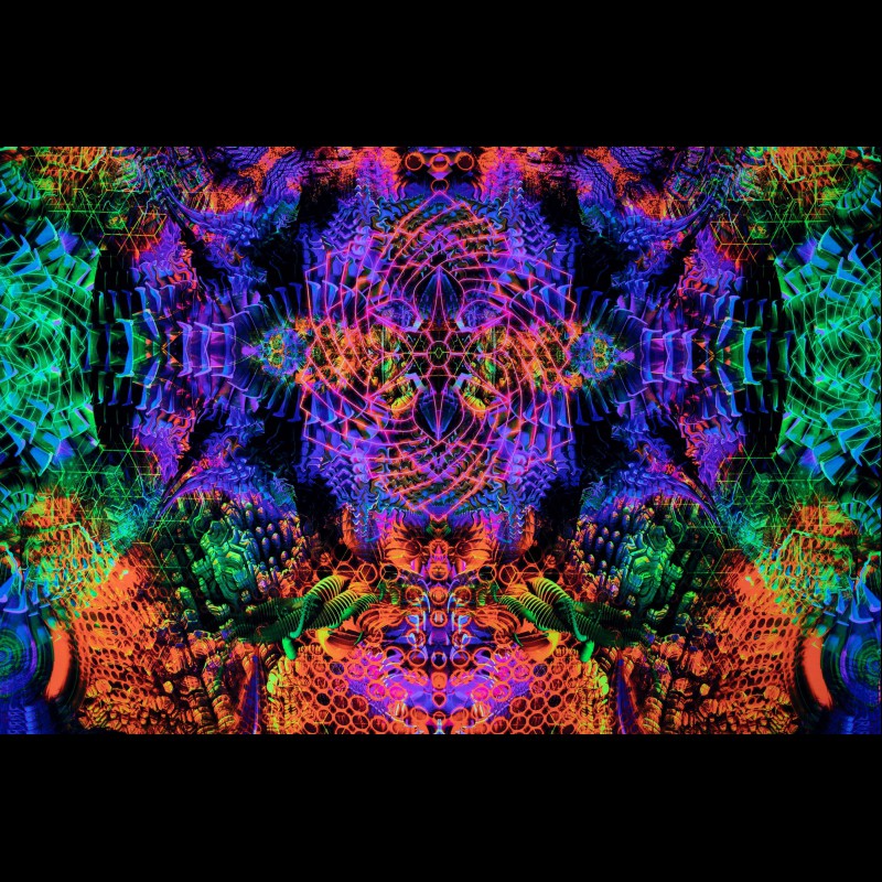 Trippy Wall Art Psychedelic Tapestry «Yakelan Mandala»