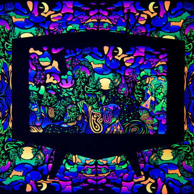 UV active psychedelic acid backdrop "Trippy TV"