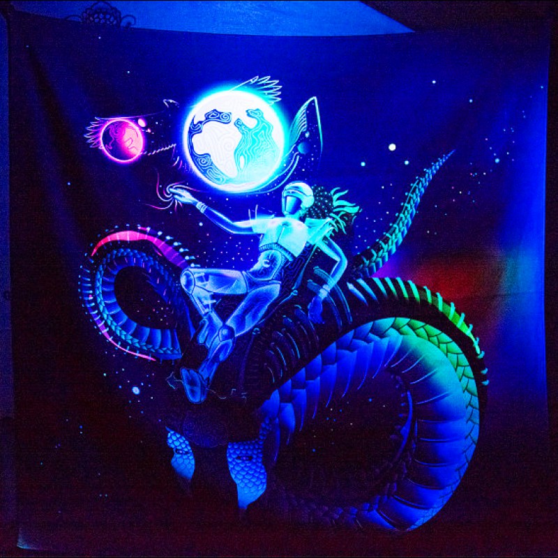 Blacklight visionary UV active backdrop  "Space traveler"
