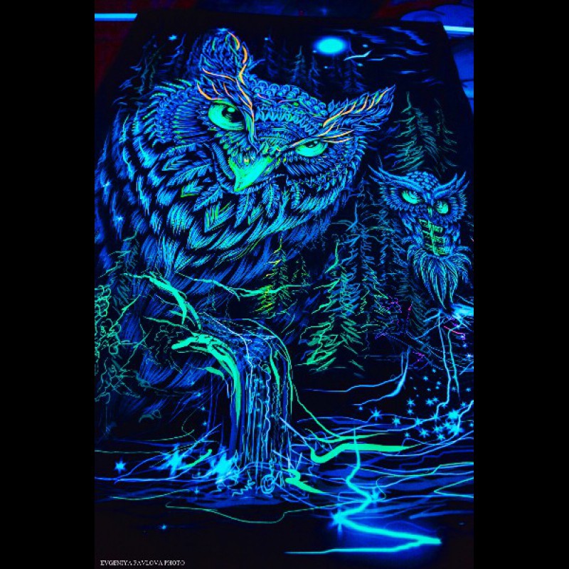 Glow forest bohemian tapestry "Mystic Owl"
